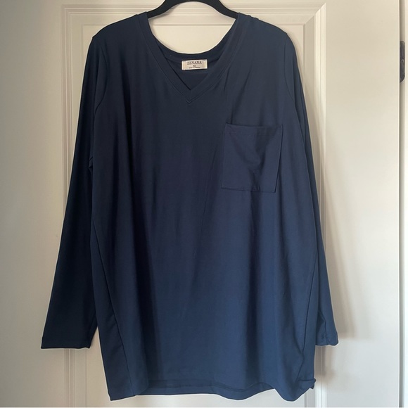 Super soft Zenana navy long sleeve oversized top XL - Picture 2 of 5